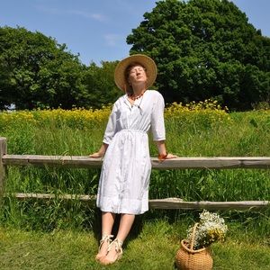 White Cotton Midi Dress